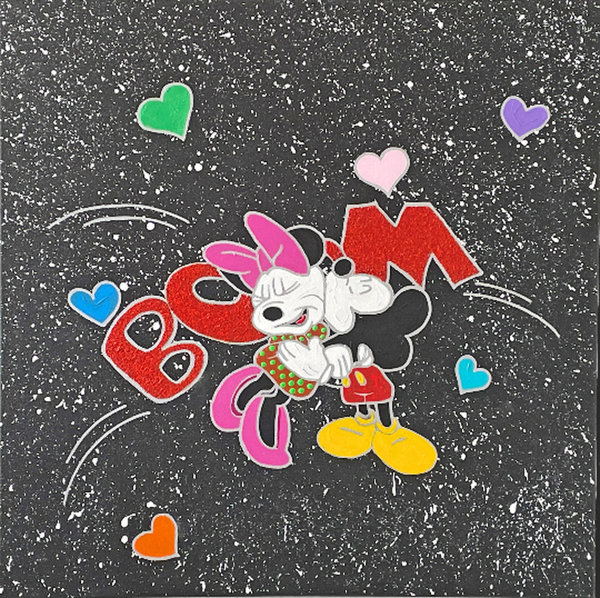 Gemälde Acrylbild Micky Minnie Disney Original popart streetart painting Leinwand Keilrahmen