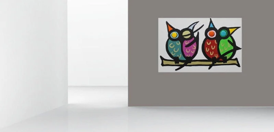 Gemälde Acryl Leinwand abstrakte Malerei Original painting bunt Unikat Eulen owl popart streetart