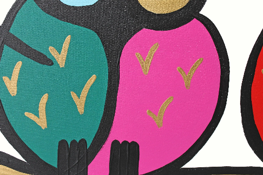 Gemälde Acryl Leinwand abstrakte Malerei Original painting Vogel bird gift Eule owl