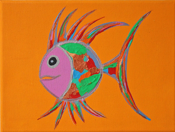 Gemälde Acryl Leinwand abstrakte Malerei Original painting Fisch gift Keilrahmen