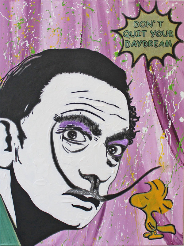 Gemälde Acrylbild Dali woodstock Original pop art street art painting Leinwand Keilrahmen