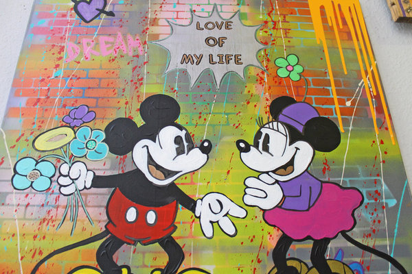 Gemälde Acrylbild Micky Minnie Disney Original pop art street art painting Leinwand Keilrahmen