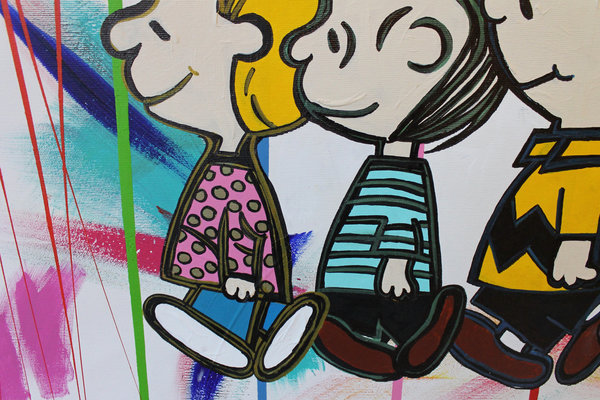 Gemälde Acrylbild peanuts snoopy Original pop art street art painting Leinwand Keilrahmen