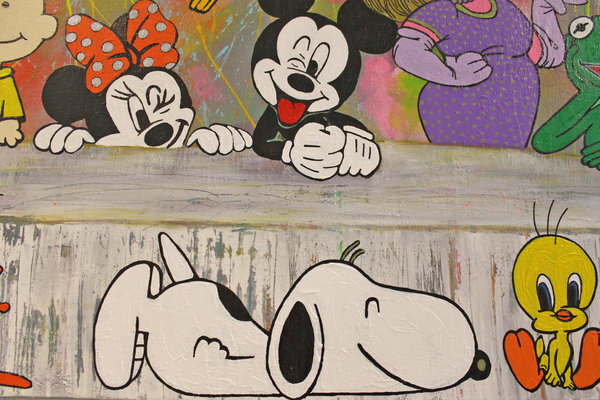 Gemälde Acrylbild peanuts snoopy Original pop art street art muppets Leinwand Keilrahmen