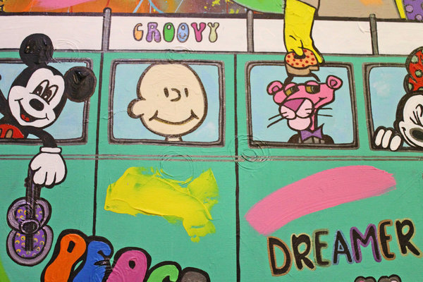Gemälde Acrylbild Malerei Donald peanuts snoopy micky Original pop art street art Leinwand homer