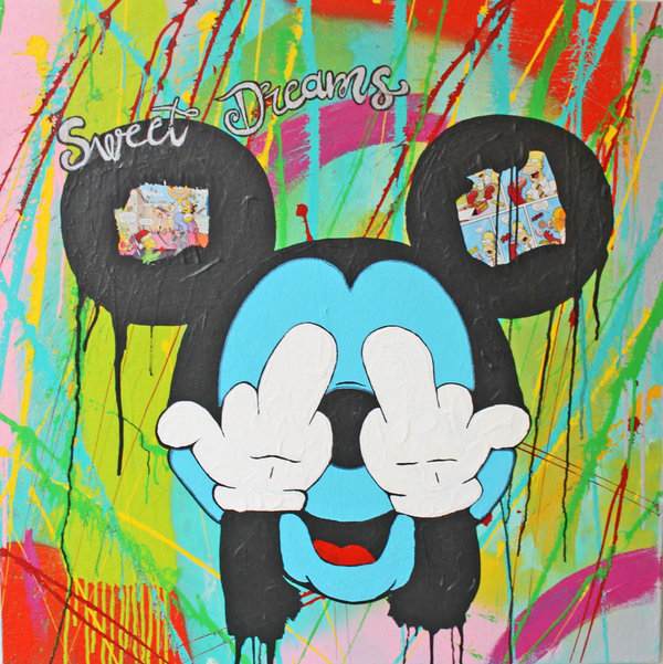 Gemälde Acrylbild Malerei micky mouse Original pop art street art Leinwand