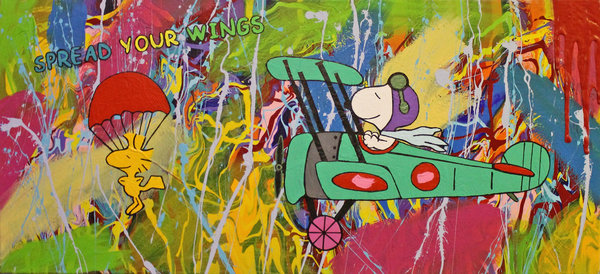 Gemälde Acrylbild Malerei woodstock SNOOPY Original pop art street art Leinwand