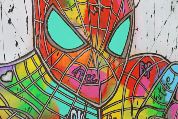 Gemälde Acrylbild Malerei Spiderman never give up abstrakt Original pop art street art Leinwand gift